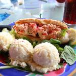 Lobster roll and potato salad at the Salt Water Cafe in Pictou, Nova Scotia