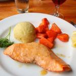 Maple ginger Atlantic salmon at Salty's in Halifax, Nova Scotia