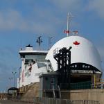 Bow of MV Conferedation opens at Wood Island, PEI port (actually both ends of symmetrical ferry function as bows)