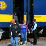 Deboarding the Coastal Classic train in Seward