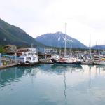 Seward small boat harbor with our hotel, Harbor 360, in background