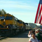 Denali train arrives in Talkeetna