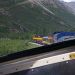 View of locomotive and front cars from dome