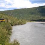 Train runs beside Susitna River