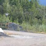 Drone photographs our passing train near Fairbanks