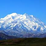 Spectacular view of Denali north slopes from Denali National Park at distance of 36 miles to base