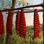 Display of smoked salmon rack as used by native Alaskans