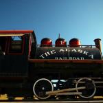 Old locomotive on display at Anchorage train station