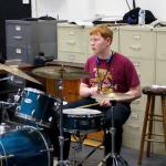 Sam playing drums with jazz band at Tulane University, April 3, 2015