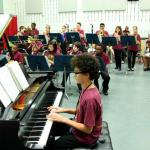 James Bunting on keyboard with Tucker Middle School Jazz Band at Tulane University, April 3, 2015