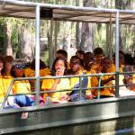 Part of Tucker Middle School tour group on boat in Honey Island swamp, April 1, 2015