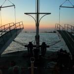 View from bow of paddle wheel riverboat Natchez, April 3, 2015
