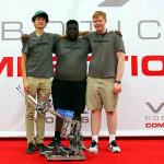 THS RoboTigers Team 1320C members James Bunting, Mamadou Ly, and Sam Torbert at 2017 VEX World Championships in Louisville, April 19-22