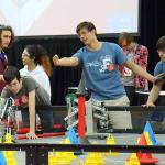 Justin ponders what to do about partners in qualifiers round match of VEX World Championships in Lexington, KY