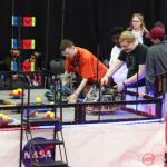 Sam sets up robot for start of qualifying match