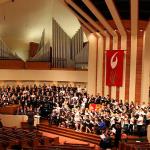 Furman Singers Alumni warm up before service at First Baptist Church in Greenville, SC