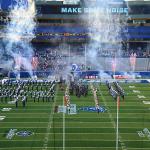 Georgia State takes field for first time in Georgia State Stadium as seen from President's box