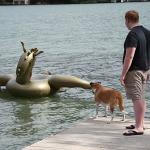 Sam joins Molly watching the Loch Ness Monster propelled by a hiding Julia