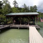 View of boat house and cove from floating dock