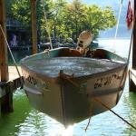Boat suspended in boat house