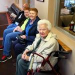 Grandmother Burke, Julia, Sam and Edward await our turn at Ridgewood Barbecue near Bluff City, Tennessee