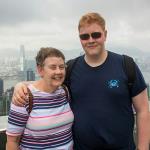 Sam and Julia atop Victoria Peak (The Peak) overlooking Hong Kong and Victoria Harbor