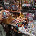 Ladies Market stall featuring the famous "beckoning cats"