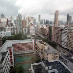 View from Royal Plaza 12th floor elevator lobby of Mong Kok and Prince Edward districts of Hong Kong