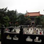 View of Giant Buddha from temple steps at Po Lin Monastery