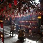 Man Mo Temple interior famous for incense coils which burn for weeks