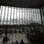 View of Victoria Harbor from atrium of IFC Mall