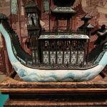 Ceramic and bronze boat model on display at the Hong Kong Museum of Maritime History