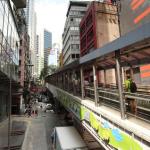 Central Mid-Levels Escalators, world's largest outdoor escalator system provides easier access to crossing streets in steep part of Hong Kong Island, approximately half mile long series of escalators