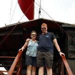 Sam and Julia disembark from Aqua Luna after harbor tour