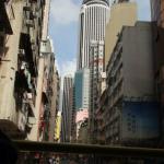 View of skyscrapers from double decker bus in Central Hong Kong