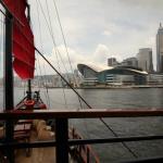 View of  Hong Kong Convention and Exhibition Centre from deck of Aqua Luna