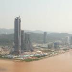 Massive construction underway in Zhuhai China across waterway from Macau Tower