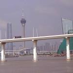 View of Macau Tower as ferry approaches Macau
