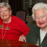 Jane Baxter and Julee Burke celebrating January birthdays at Broadmore Assisted Living