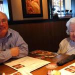 Edward and Julee celebrating Julee's 92nd birthday at Longhorn Steak House in Tucker