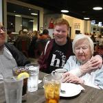 Sam and Edward with Grandmother for birthday dinner at The Mad Italian Restaurant in Chamblee 