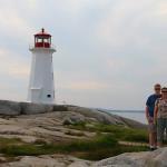 Sam, Julia and Edgar at Peggy's Cove lighthouse, the most photographed lighthouse in Canada