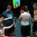 Sam with his Northumberland Swim Club Stingray buddies, Alex, Aaron, Holden, Evan, and Nate