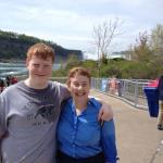 Sam and Julia wet after Hornblower boat tour at Niagara Falls