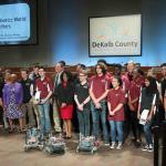 Group shot of DeKalb County Board of Education with Tucker HS and Chamblee Charter HS students who participated in the 2019 VEX Robotics High School World Championships in Louisville, KY, April 23-27, 2019