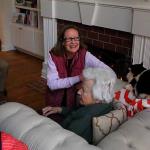 Lou and Sara Struby visit with Grandmother Burke