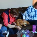 Cynthia Striby Thelen and Julia play with Fat Albert