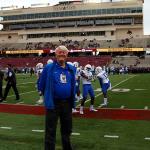Edgar on sidelines during pre-game warm-ups at Texas State, November 14, 2015