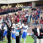 Official and Georgia State bench celebrates another Panther touchdown against Texas State, November 14, 2015