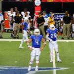 Nick Arbuckle gets play signal from sideline